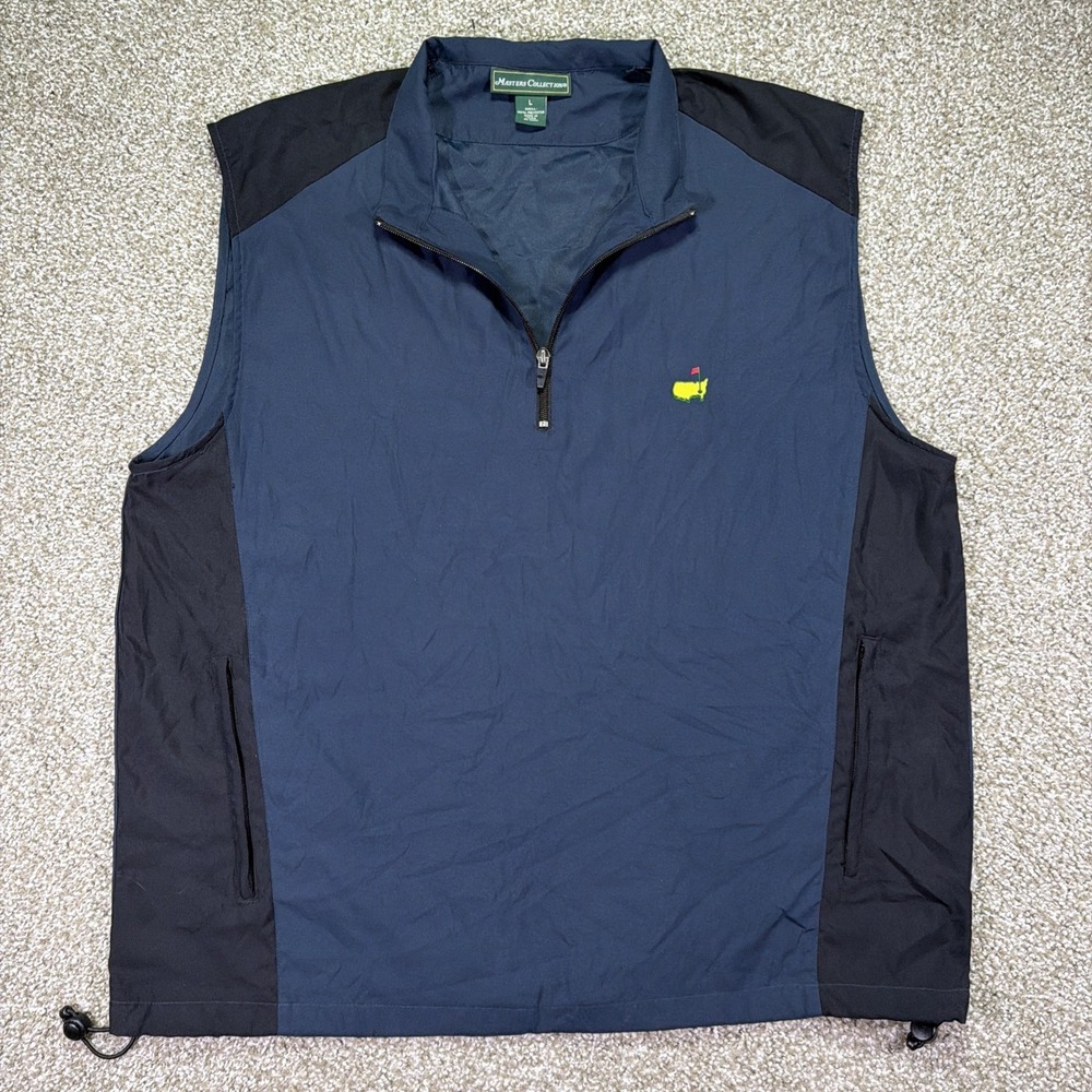 Vintage Masters Collection Quarter Zip Vest Navy Blue Large Classic Two Tone